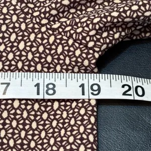 Ann Taylor Womens Blouse Brown Stretch Geometric Long Split Hem Sleeve Top M thumbnail 8