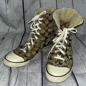 Coach - Logo High Tops - Shearling Lined - 8.5 - Brown thumbnail 1