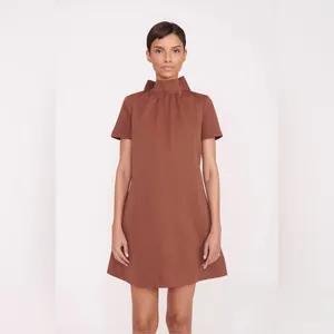 Staud Mini Ilana Dress in Clove Brown S thumbnail 3