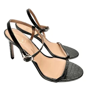 Sam‎ Edelman Sandals Size 9.5 Black Croc Embossed Dara Open Toe Ankle Strap thumbnail 1