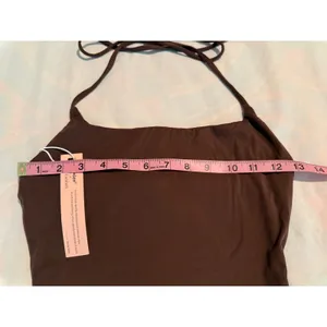 Qinsen Womens Halter Neck Camisole Top Brown Stretch Square Neck XS NWT thumbnail 4