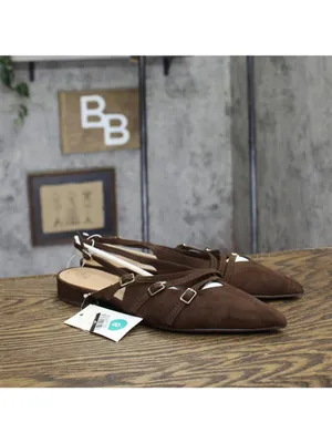NWT A New Day Womens Twiggy Multi Buckle Mini Heel Flats 94303759 Brown 8M thumbnail 2