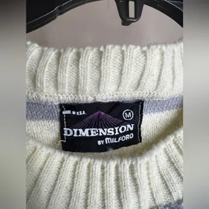 Vintage PulloverDimension By Milford Womens cream &grey|USA Made Crewneck|Size:M thumbnail 6
