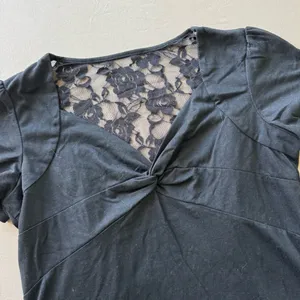 Y2K Era Knot Front Lace Back Top Black Size L thumbnail 3