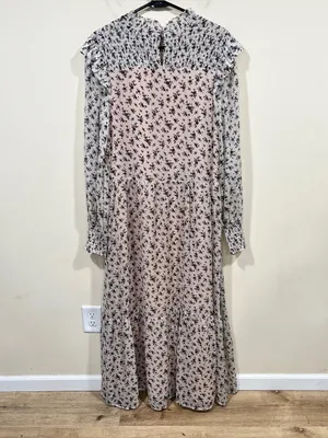 English Factory Womens Beige Floral Print Long Daytime size small maxi thumbnail 4