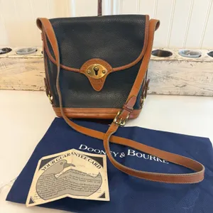 Dooney &‎ Bourke All Weather Leather Crossbody Bag Black Vintage Made USA thumbnail 1