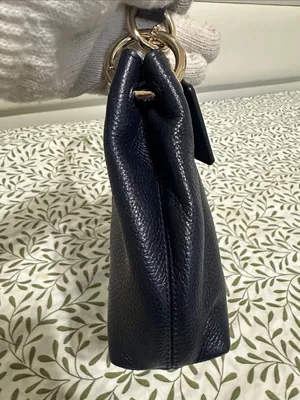 Coach Navy Pebbled Leather Shoulder Bag with Long Strap thumbnail 5