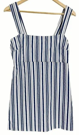 Show Me Your Mumu Blue White Striped Aria Sleeveless Square Neck Mini Dress M thumbnail 3
