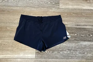New Balance Sz L Athletic Shorts NB Dry Navy Blue White Trim Built in Panty thumbnail 2