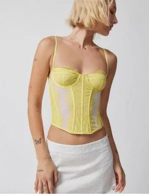 Urban outfitters Yellow corset top with adjustable straps #corsettop thumbnail 2