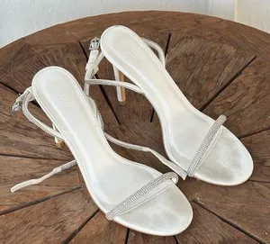 Forever 21 suede white and silver strappy heel thumbnail 1