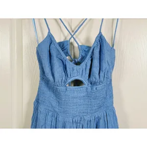 L*Space Calla Smocked Maxi Dress Medium Blue Boho Coastal Resort Beach Summer thumbnail 10