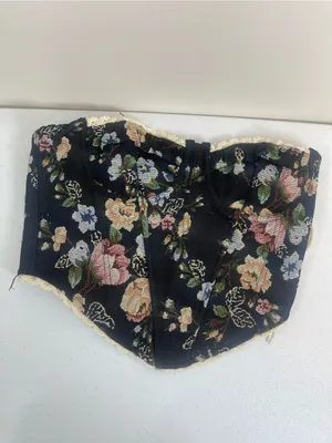 Floral Lace-Trim Black Corset Cami thumbnail 2