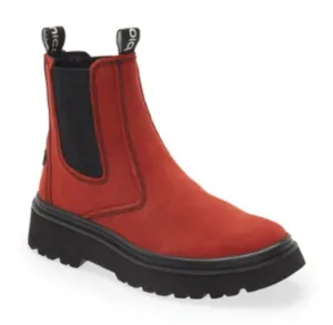 NWT $180 BIONICA Drina Water Resistant Chelsea Boot In Rouge Red thumbnail 1
