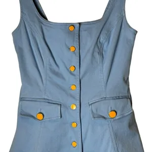 Color‎ Me Courtney Dress Womens 0 Blue Denim Alle Utility Fit And Flare Mini thumbnail 6