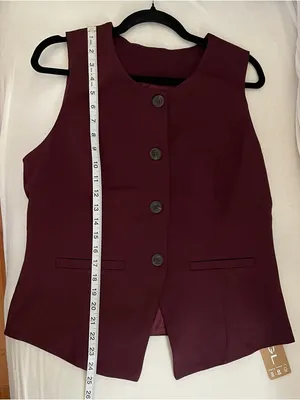 OGL NWT Sleeveless Button Front Vest in Deep Burgundy Size L thumbnail 5