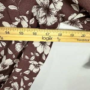 Monteau Blouse M Brown Floral Faux Wrap Cottagecore‎ Dark Romantic Feminine Top thumbnail 5