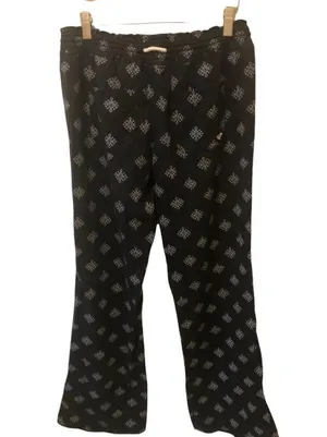 Roxy Black Printed Snowflake Lounge Pant Sz L Relaxed Flare Hem Drawstring Waist thumbnail 3