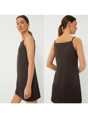 Tuckernuck Satin Lara mini shift dress in Chocolate Brown 6 New Womens thumbnail 9