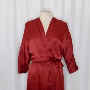 SCOTCH & SODA Maison Scotch Red Satin Wrap Dress Solid Party Cocktails Medium thumbnail 3