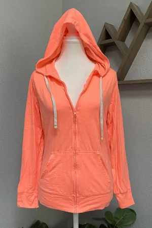 Old Navy Coral Orange Zip Up Hoodie Activewear Gym Workout Comfy Casual Basic thumbnail 1