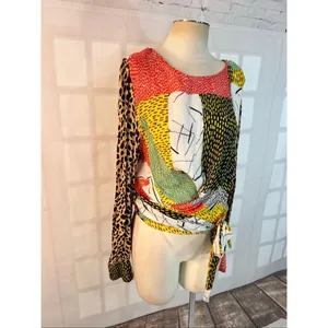 Blink London Anthropologie unique wrap long sleeve blouse size xl thumbnail 4