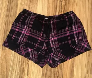 Victoria's Secret Womens‎ XS Black Pink Plaid Elastic Waist Pajama Sleep Shorts thumbnail 1
