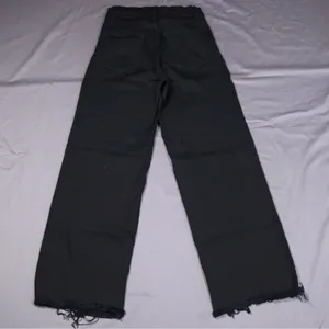 Reformation Stretch Flood Jeans Women 24 Black High Rise Wide Leg Raw Hem Denim‎ thumbnail 4