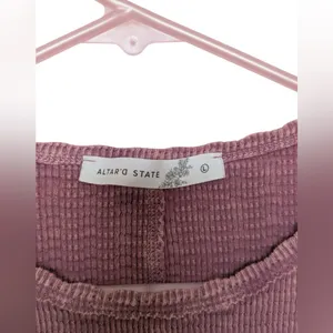 Altar’d State Waffle Knit Thermal Long Sleeve Top Mauve Women’s Large‎ thumbnail 5