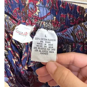 Bobbie Brooks Anywhere Blue Paisley Cotton Crinkle Maxi Skirt Womens Large Boho thumbnail 4