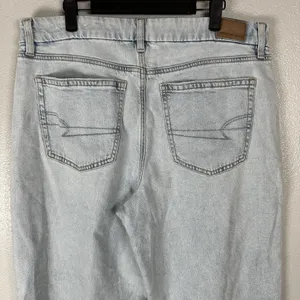 American Eagle Curvy Stovepipe Jeans Size 14 Blue Light‎ Wash Wide Leg Baggy 90s thumbnail 4