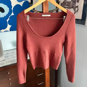 Abercrombie & Fitch Ribbed Corset Scoopneck Sweater Rust Brown Size L thumbnail 3
