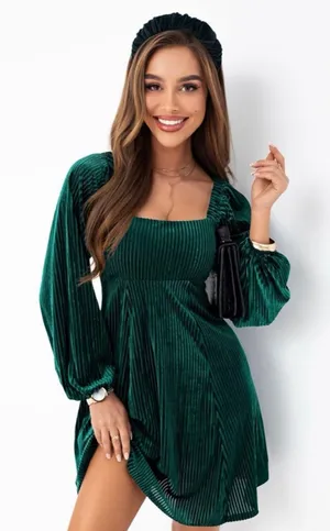NEW Velvet Backless Square Neck Long Sleeve Loose Mini Dress XL thumbnail 1