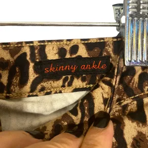 Earl Jean Tan Leopard Animal Print Skinny Ankle Classic Jeans Women Sz 6 thumbnail 3