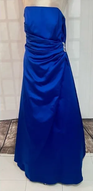 David's Bridal Royal Blue Strapless Side Ruched Bridesmaid Gown Dress Size 10 thumbnail 1