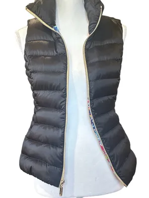 Lilly Pulitzer Black Quilted Down Puffer Vest thumbnail 3