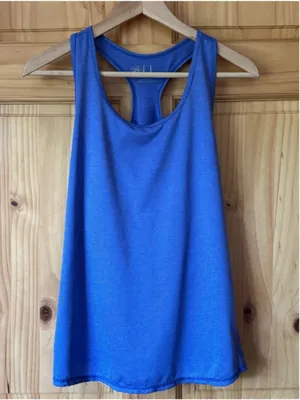 lola Lightweight Periwinkle Blue Textured Racerback Athletic Tank Top size large thumbnail 7