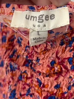 Umgee Peach Floral Boho Jumpsuit Tie Straps Beach Vacation Colorful Hippie thumbnail 5