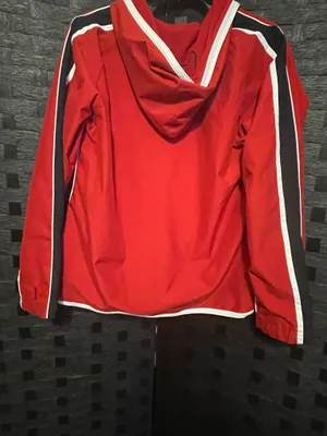 Vintage Reebok Windbreaker unisex LG 1990s Hooded Retro Red Semi Zip Nylon thumbnail 9