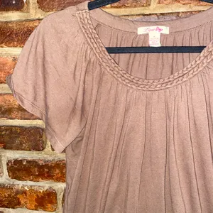 Lena Vintage Y2k Brown Short Sleeve Braided Neck Mini Dress Women's Size Large thumbnail 2