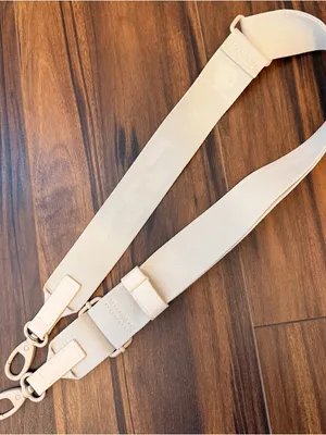 BEIS Lonely Ghost “Text Me When You Land” beige Travel Bag Strap with Red Text thumbnail 4
