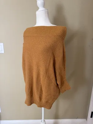 TCEC Ribbed Off Shoulder Soft Sweater 3/4 Length Sleeve Gold Size Medium thumbnail 3