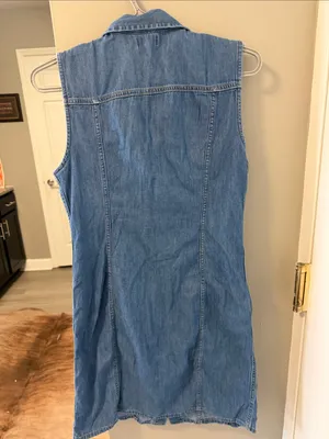 Levi's denim dress Jean dress western fashion rodeo Nashville Texas M thumbnail 6