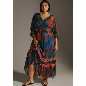 Anthropologie x Farm Rio Puff Sleeve Maxi Dress Size Small thumbnail 13