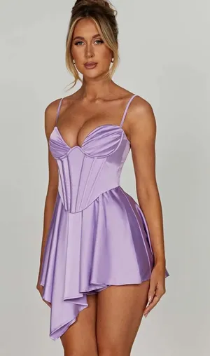 Babyboo saffron corset playsuit satin romper purple thumbnail 1