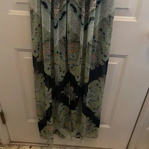 Lily Rose Teal Navy Paisley Cold Shoulder Maxi‎ Dress Ruffle V-Neck Boho Medium thumbnail 5