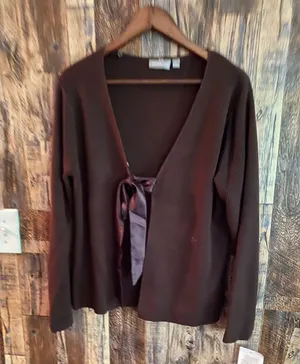 Croft & Barrow NWT women's brown cardigan size Large body 100% acrylic thumbnail 1