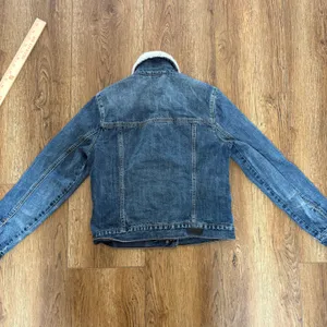 Abercrombie & Fitch Denim bomber Jacket‎ Sherpa Collar Womens Size small Lined thumbnail 5
