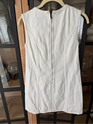 Abercrombie denim mini dress mila high neck petite short sleeveless cream thumbnail 5