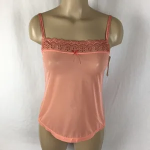 Felina Sheer Orange Eyelit Lace Trim Camisole Top NEW M thumbnail 4